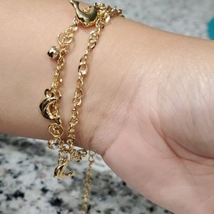 Gold Color Dolphin Beaded charm Pendant Bracelets